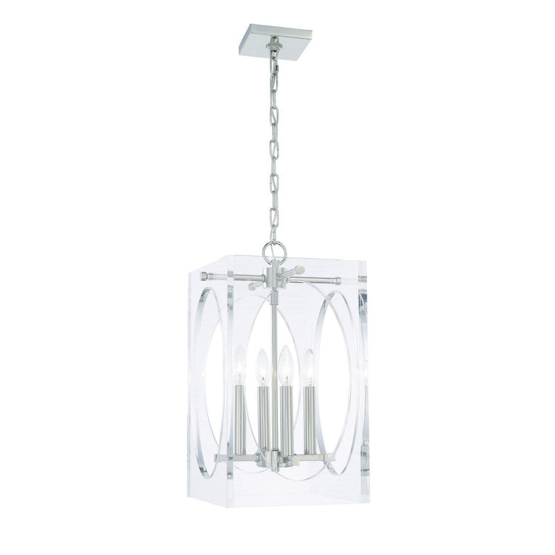 Crystorama 8874-PN Drake 4 Light Chandelier - Polished Nickel
