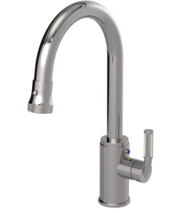 Rubinet 8JHOL Single Hole Single Control Kitchen Set With Retractable Dual Function Spray