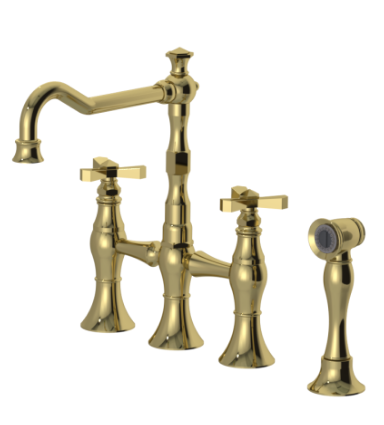 Rubinet 8UHXC Kitchen Bridge Faucet With Hand Spray
