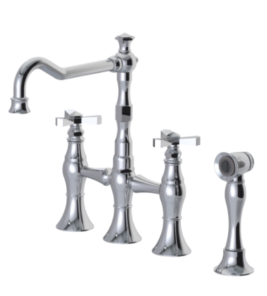 Rubinet 8UHXC Kitchen Bridge Faucet With Hand Spray