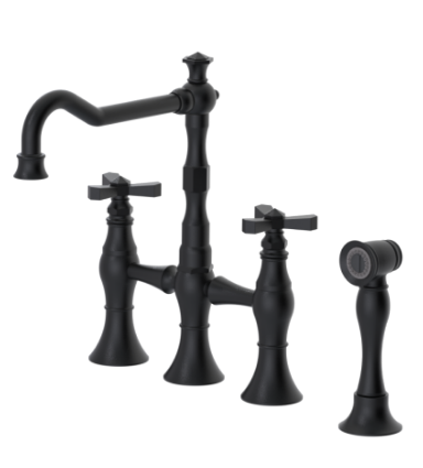 Rubinet 8UHXC Kitchen Bridge Faucet With Hand Spray