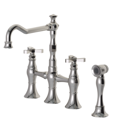 Rubinet 8UHXC Kitchen Bridge Faucet With Hand Spray