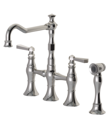 Rubinet 8UHXL Kitchen Bridge Faucet With Hand Spray
