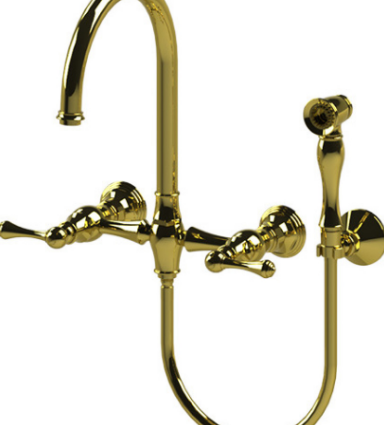 Rubinet 8XFML Wall Mount Kitchen Bridge With Hand Held Spary