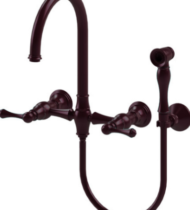 Rubinet 8XFML Wall Mount Kitchen Bridge With Hand Held Spary