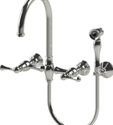 Rubinet 8XFML Wall Mount Kitchen Bridge With Hand Held Spary