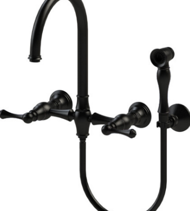 Rubinet 8XFML Wall Mount Kitchen Bridge With Hand Held Spary