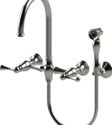 Rubinet 8XFML Wall Mount Kitchen Bridge With Hand Held Spary