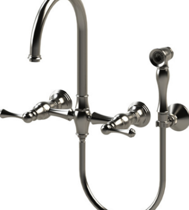 Rubinet 8XFML Wall Mount Kitchen Bridge With Hand Held Spary