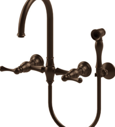 Rubinet 8XFML Wall Mount Kitchen Bridge With Hand Held Spary