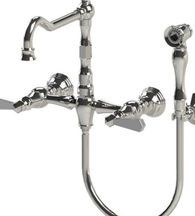 Rubinet 8XHXL Wall Mount Kitchen Bridge Faucet With Hand Spray