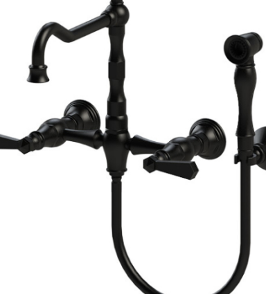 Rubinet 8XHXL Wall Mount Kitchen Bridge Faucet With Hand Spray