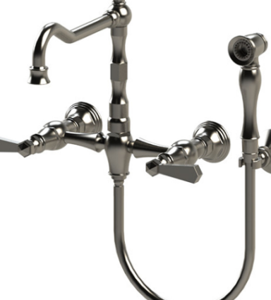 Rubinet 8XHXL Wall Mount Kitchen Bridge Faucet With Hand Spray