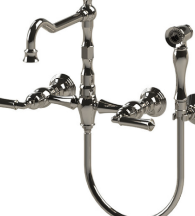 Rubinet 8XRVL Wall Mount Kitchen Bridge With Hand Held Spary