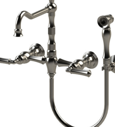 Rubinet 8XRVL Wall Mount Kitchen Bridge With Hand Held Spary