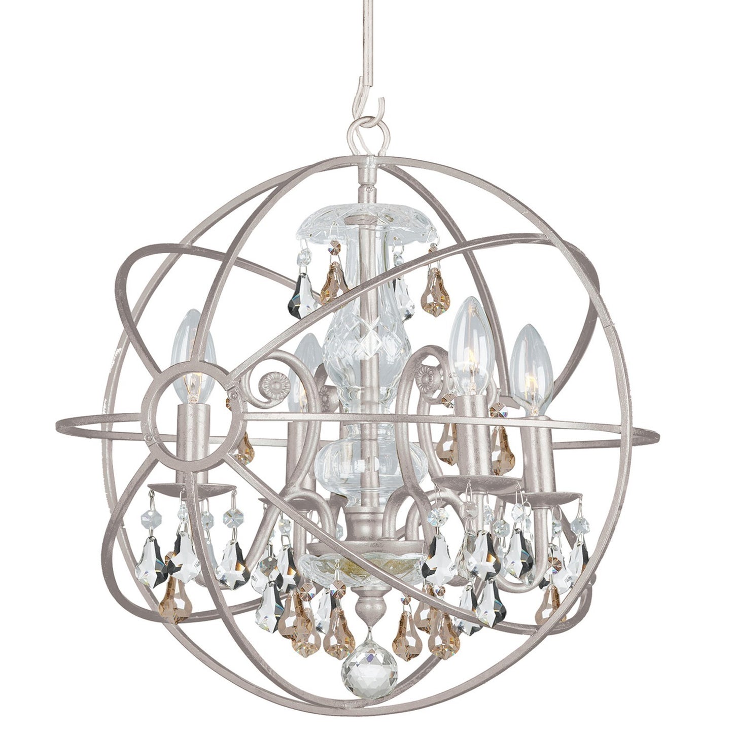 Crystorama 9025-OS-GS-MWP Solaris 4 Light Golden Shadow Crystal Mini Chandelier - Olde Silver