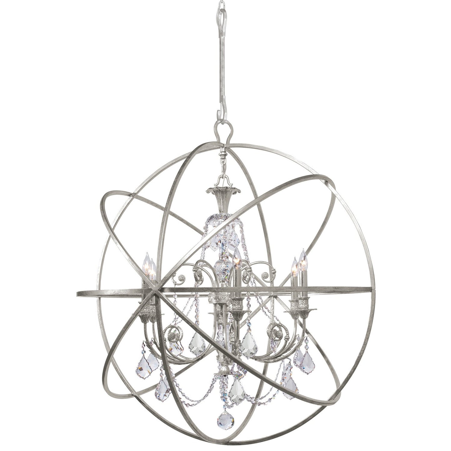 Crystorama 9219-CL-MWP Solaris 6 Light Crystal Sphere Chandelier