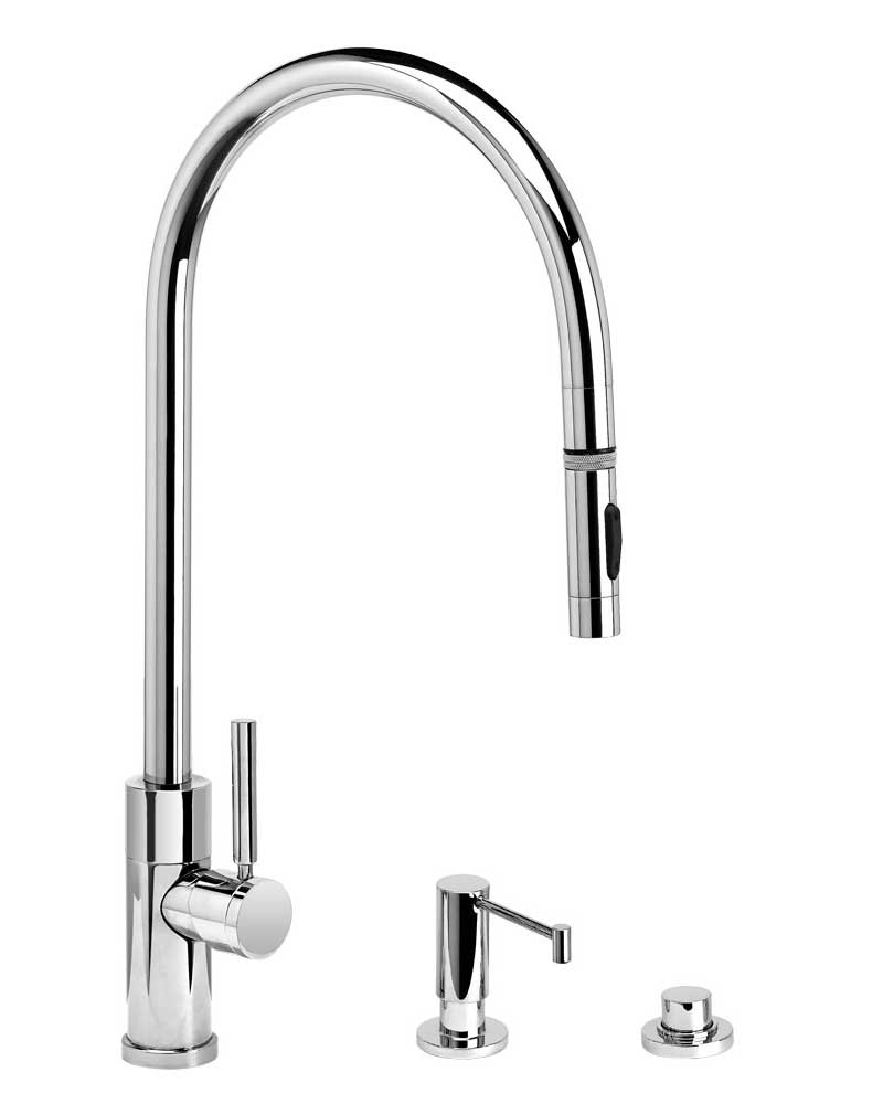 Waterstone 9350-3 Contemporary Extended Reach PLP Pulldown Faucet Toggle Sprayer 3pc Suite