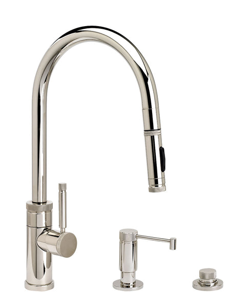Waterstone 9410-3 Industrial Standard Reach PLP Pulldown Angled Spout Faucet w/Toggle Sprayer 3pc Suite