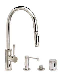 Waterstone 9410-4 Industrial Standard Reach PLP Pulldown Angled Spout Faucet w/Toggle Sprayer 4pc Suite