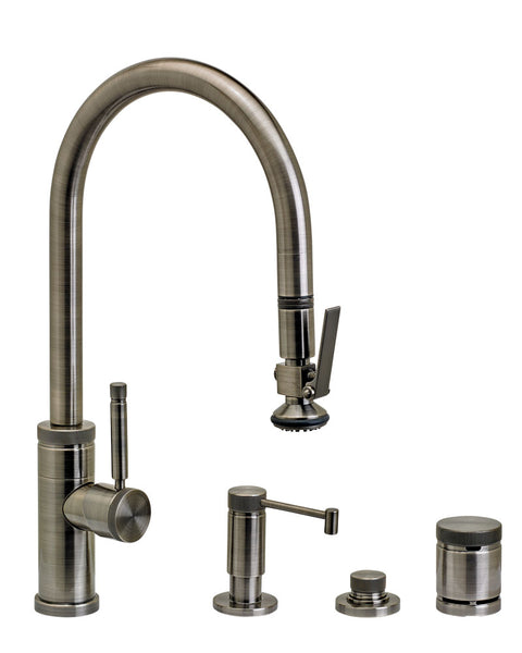 Waterstone 9800-4 Industrial PLP Pulldown Faucet w/Lever Sprayer 4pc Suite