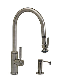 Waterstone 9810-2 Industrial Standard Reach PLP Pulldown Angled Spout Faucet w/Lever Sprayer 2pc Suite