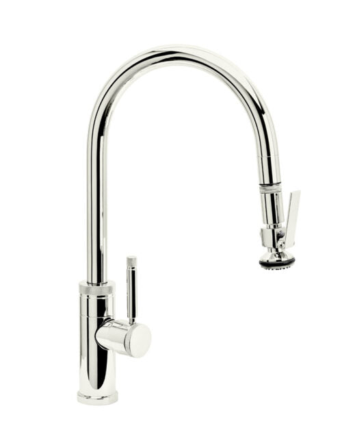 Waterstone 9810 Industrial Standard Reach Pulldown Angled Spout Faucet w/Lever Sprayer
