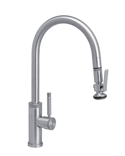 Waterstone 9810 Industrial Standard Reach Pulldown Angled Spout Faucet w/Lever Sprayer