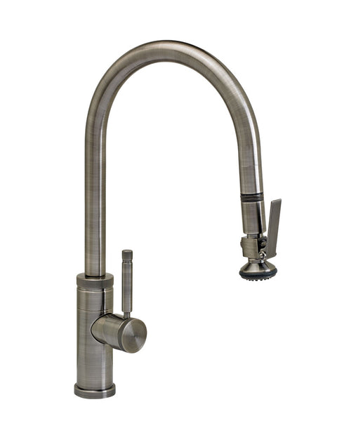 Waterstone 9810 Industrial Standard Reach PLP Pulldown Angled Spout Faucet w/Lever Sprayer
