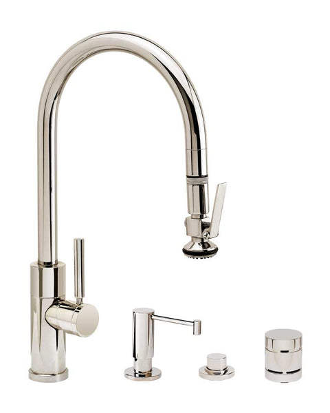 Waterstone 9860-4 Modern PLP Pulldown Angled Spout Faucet 4pc Suite