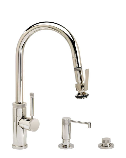 Waterstone 9940-3 Industrial Prep Size PLP Pulldown Angled Spout Faucet w/Toggle Sprayer 3pc Suite