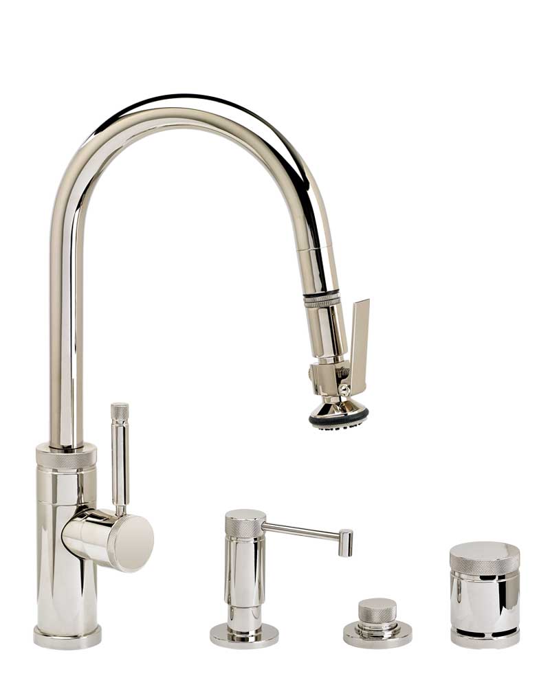 Waterstone 9940-4 Industrial Prep Size PLP Pulldown Angled Spout Faucet w/Toggle Sprayer 4pc Suite