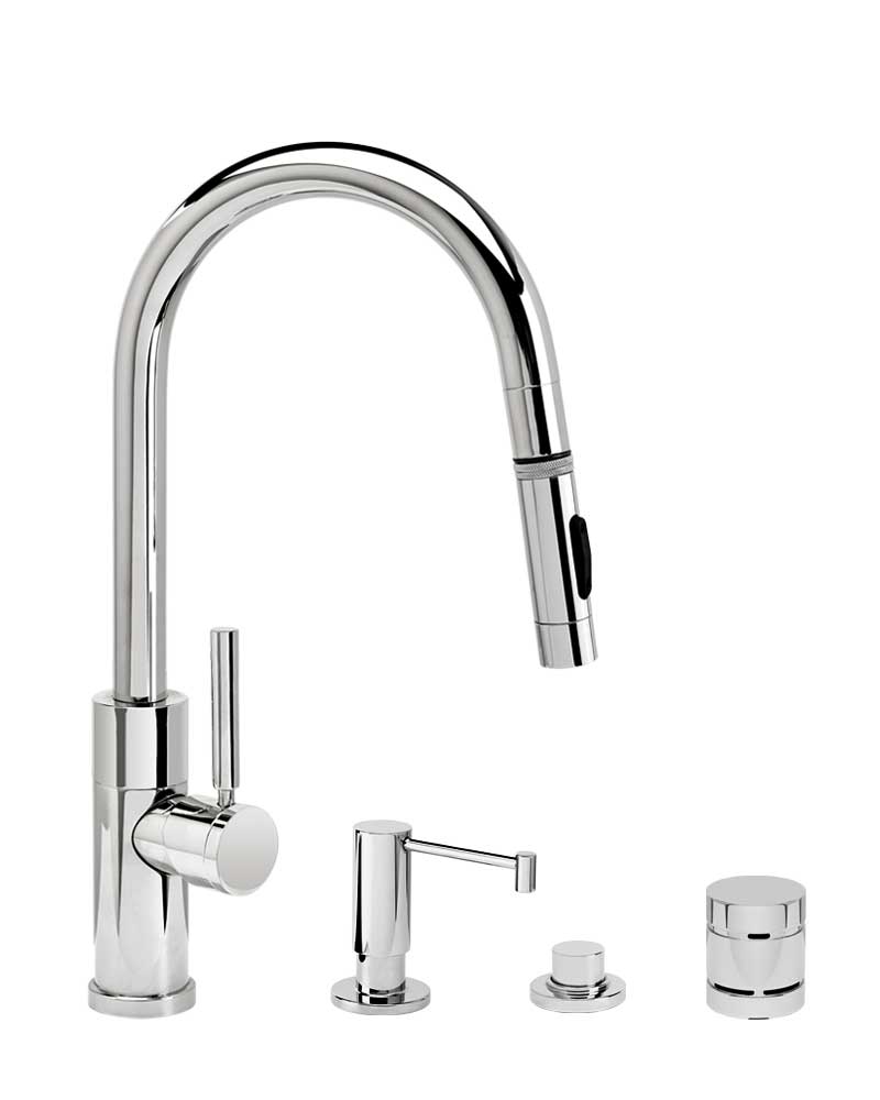 Waterstone 9960-4 PLP Modern Angled Spout Pulldown Prep Faucet 4pc Suite
