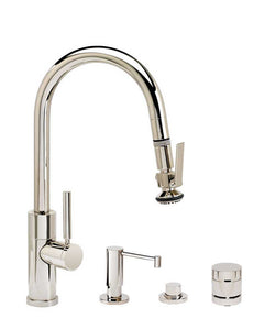 Waterstone 9990-4 Modern Angle Spout Prep Pulldown Kitchen Faucet 4pc Suite