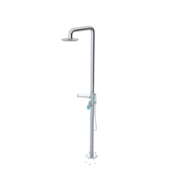 Rubinet 9HSH4 Pressure Balance Outdoor Shower with Hand Held Shower 10 Shower Head (with shelf) - Parent