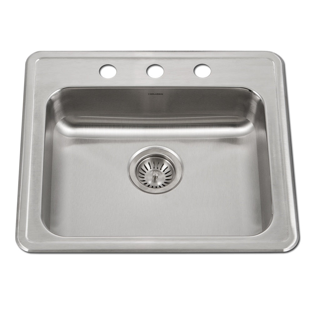 Houzer ADA Compliant Stainless Steel Drop-in Topmount 3-hole Single Bowl Kitchen Sink - Parent