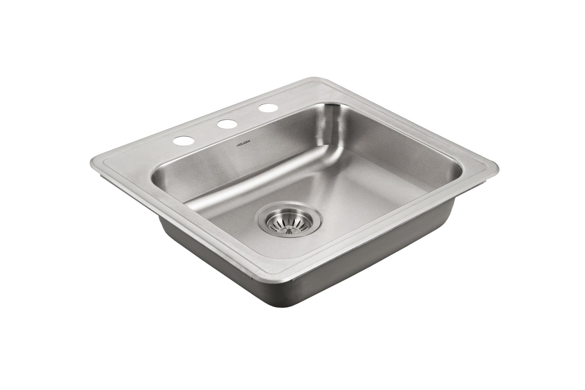 Houzer ADA Compliant Stainless Steel Drop-in Topmount 3-hole Single Bowl Kitchen Sink - Parent