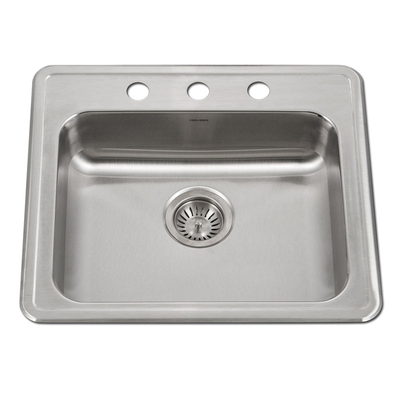 Houzer ADA Compliant Stainless Steel Drop-in Topmount 3-hole Single Bowl Kitchen Sink - Parent