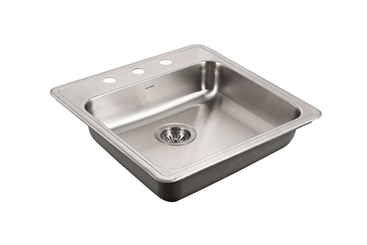 Houzer ADA Compliant Stainless Steel Drop-in Topmount 3-hole Single Bowl Kitchen Sink - Parent