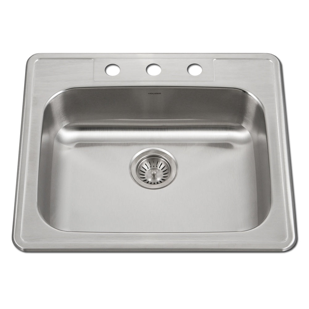 Houzer ADA Compliant Stainless Steel Drop-in Topmount Single Bowl Kitchen Sink