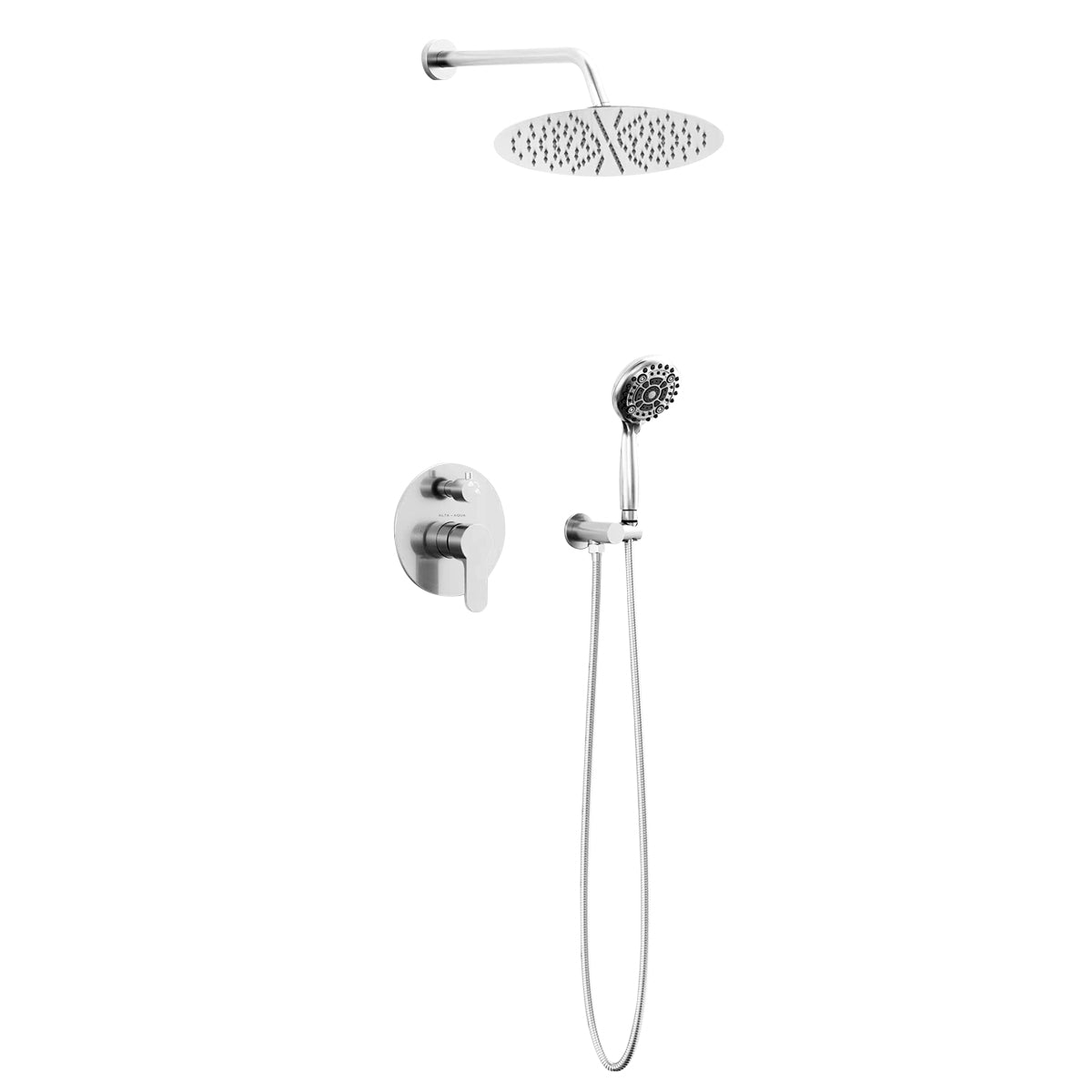 Alta Aqua AA-SH-R-PBVD-HS-12 12'' Shower Head Twist Valve Shower Combo