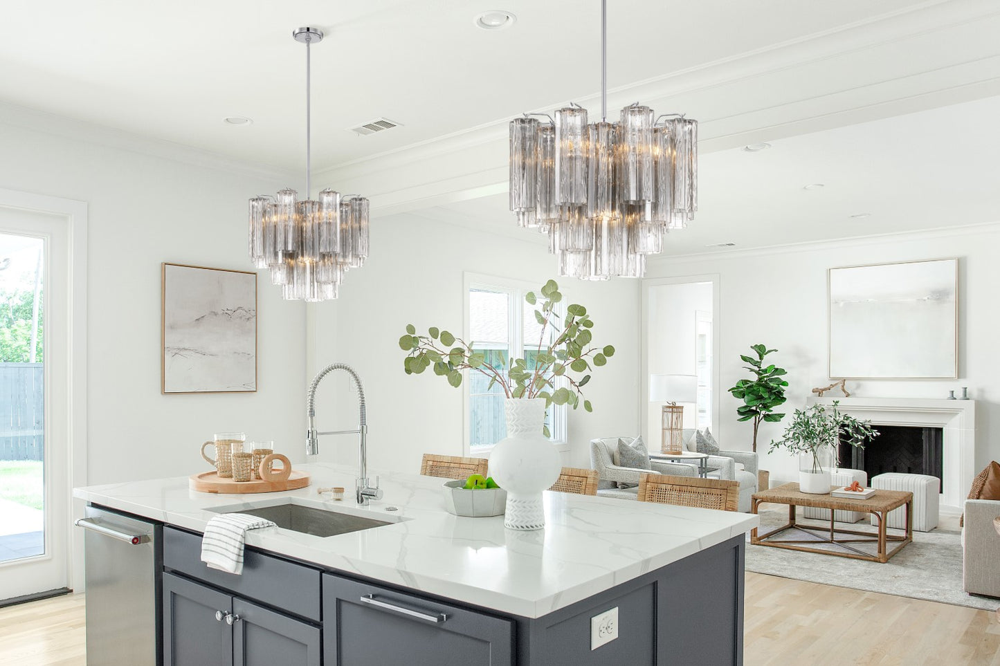 Crystorama ADD-300-CH-SM Addis 4 Light Chandelier - Polished Chrome