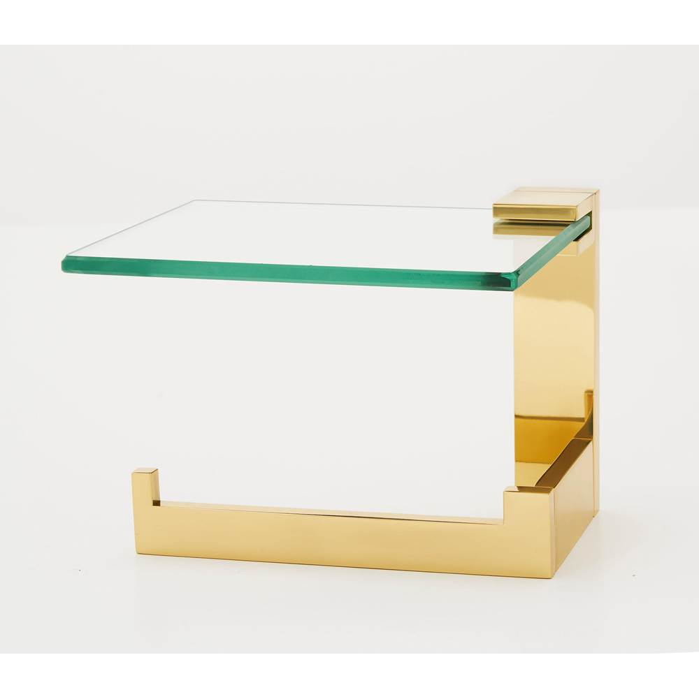 Alno A6465L Linear Left Hand Single Post Tissue Holder With Glass Shelf
