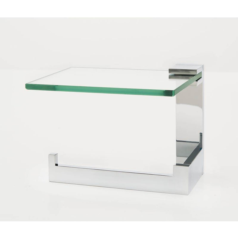 Alno A6465L Linear Left Hand Single Post Tissue Holder With Glass Shelf