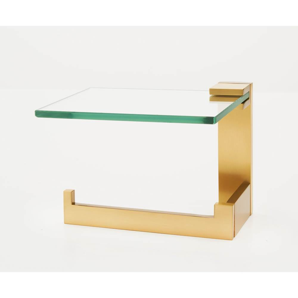 Alno A6465L Linear Left Hand Single Post Tissue Holder With Glass Shelf