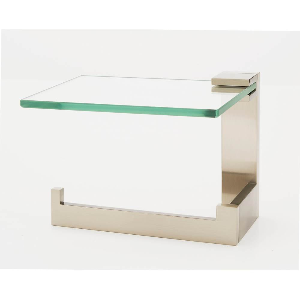 Alno A6465L Linear Left Hand Single Post Tissue Holder With Glass Shelf