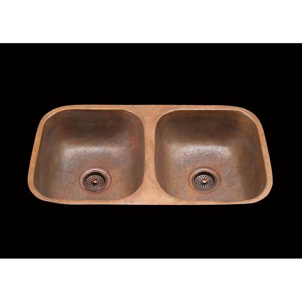 Alno B1833H Bistro 2 Bowl Kitchen Sink Hammertone Pattern, Undermount and Drop In