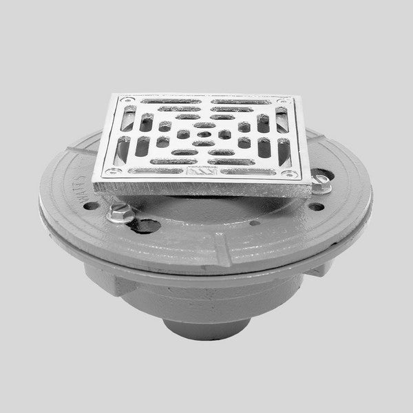 Sigma APS.11.509T 2'' Cast Iron Floor Drain With 5 X 5'' Square Adjustable Strainer Assembly Trim - Parent