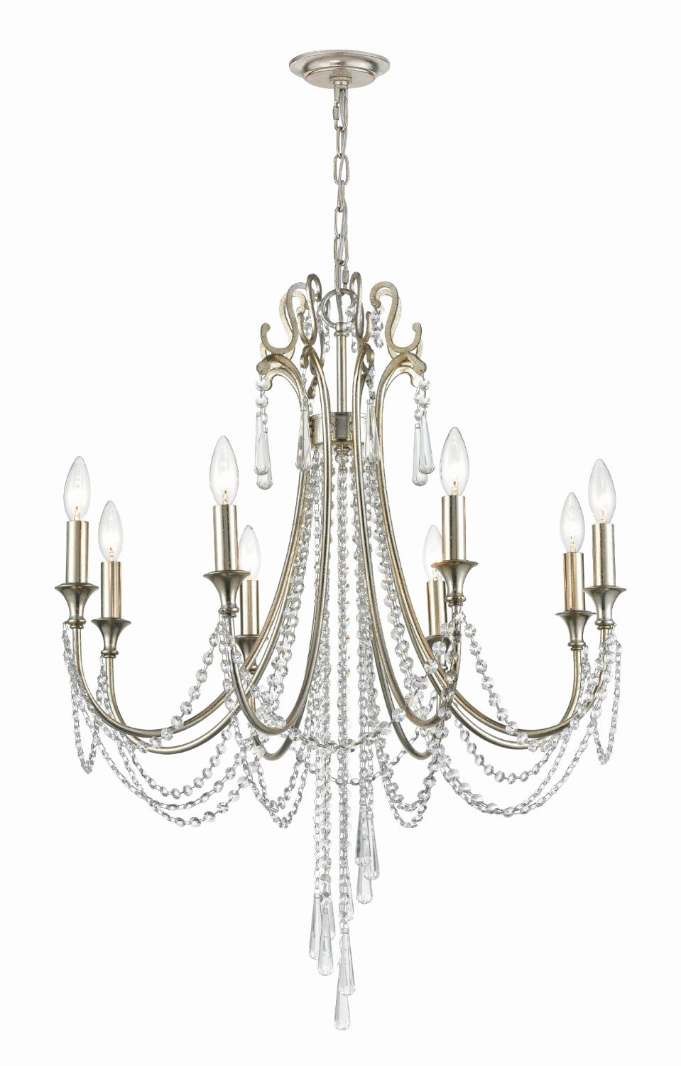 Crystorama ARC-1908-CL-MWP Arcadia 8 Light Chandelier