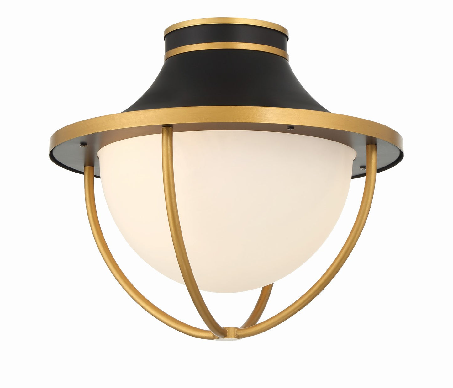 Crystorama ATL-700-MK-TG Atlas 2 Light Outdoor Semi Flush Mount - Matte Black and Textured Gold